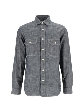 TELA GENOVA Emilio Raw Blue Chambray Shirt