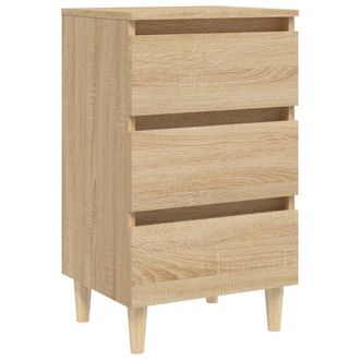 vidaXL Vidaxl - Mesita De Noche Patas Madera Maciza Roble Sonoma 40x35x69 Cm