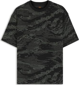 BOSS Camouflage-jacquard T-shirt in cotton