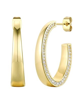 Genevive 14K Over Silver Cz Tapered C Earrings