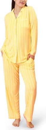 Kindred Bravely Clea Classic Long Sleeve Maternity & Nursing Pajama in Dandelion Stripe at Nordstrom, Size X-Large