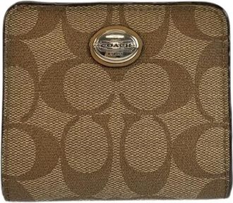 Coach Pre-owned Wallets, female, Brown, Size: ONE SIZE Pre-owned Signature PVC Compact Wallet