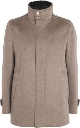 Herno Cashmere Shearling-Trim Car Coat