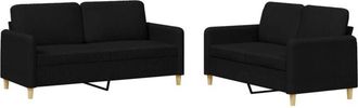vidaXL Vidaxl - Juego De Sof&aacute;s Con Cojines 2 Piezas Tela Negro