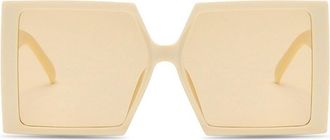 Generic Large Frame Square Sunglasses For Men And Women Vacation Outdoor Driving Sun Glasses(Beige)