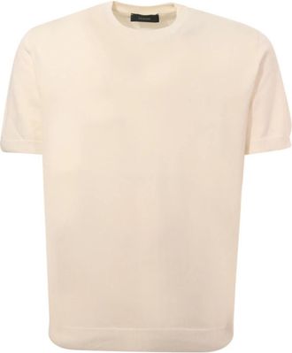 Zanone Korte Mouw Crewneck Katoenen Trui - Heren - T-shirts - Beige - XL - Katoen - Tops
