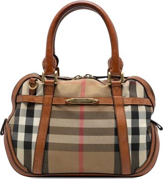 Burberry 2000-2017 kleine House Check Bridle Orchard canvas tas met leren afwerking - Bruin