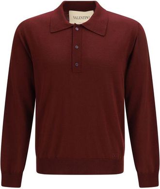 Valentino Garavani Bordeaux Wool Oves Aries Polo Mens Shirt