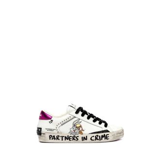 Crime London Schoenen, Dames, Wit, 41 EU, Leer, Witte Leren Glitter Sneakers