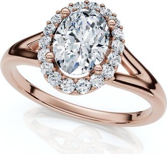 Pompeii3 1 1/5Ct Oval Diamond Halo Engagement Ring 14k Gold Lab Grown