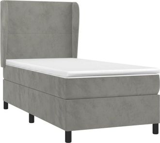 vidaXL Vidaxl - Cama Box Spring Con Colch&oacute;n Terciopelo Gris Claro 100x200 Cm