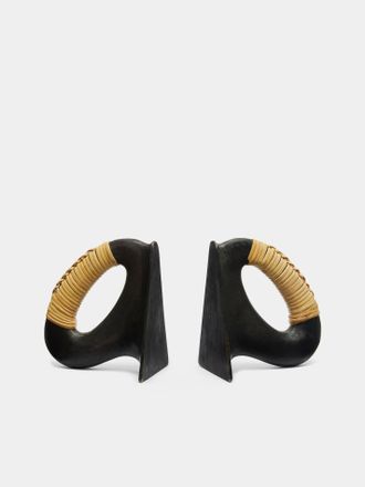 Carl Aub&ouml;ck Brass and Cane Bookends