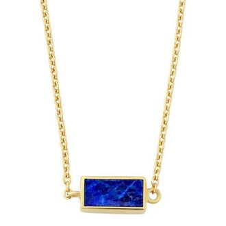 Jan Leslie Single Station Rectangle Dash Necklace In Sterling 18K Gold Overlay in Blue at Nordstrom