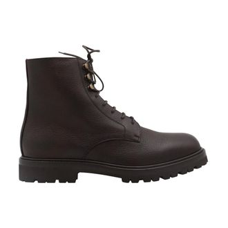 Brunello Cucinelli Stivaletti in Pelle Marrone Texture Granulosa - - Shoes - Uomo - Marrone - 40 EU