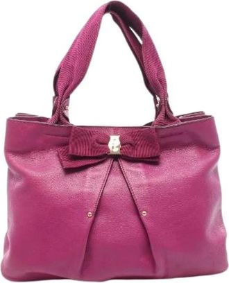 Ferragamo Pre-owned Vara Ribbon Tote Bag - Dames - Vintage Handtas - Paars - ONE Size - Leer - Vintage