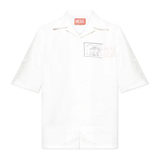 Diesel Short Sleeve Shirts, male, White, Size: 2XL Shirt S-Brack-A-Hgbs