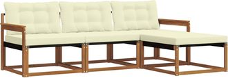 vidaXL Conjunto De Sof&aacute;s De Exterior 4 Uds. Natural Y Crema Vidaxl