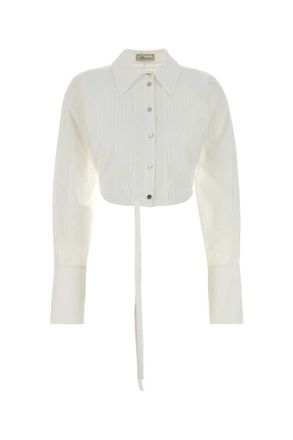 Blumarine White Solid Collar Top
