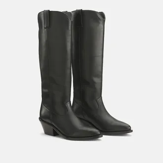 La Redoute Collections Leren westernlaarzen met middelhoge hak