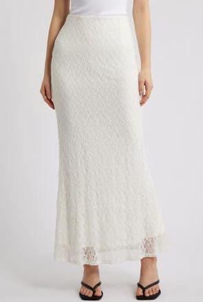 Open Edit Sheer Lace Maxi Skirt in Ivory at Nordstrom Rack, Size Large