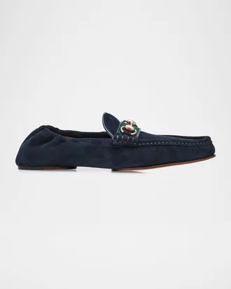 Gucci Men & apos;s Horsebit 1953 Suede Moc-Toe Loafers
