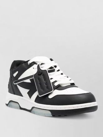 Off-white calf leather lace up panelled sneakers