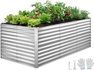 OEM Cama Elevada De Jard&iacute;n 240 X 120 X 86 Cm Rectangular, Arriate De Jard&iacute;n De Metal Con Fondo Abierto, Para Cultivo De Flores Plantas Verduras Con Acceso