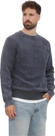 Anerkjendt Heren Truien Vesten Aksune Washed Patent Knit - Heren - Ronde hals truien - Blauw - S - Leer - Truien & Vesten