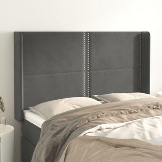 vidaXL Cabecero Con Orejas De Terciopelo Gris Oscuro 147x16x118/128 Cm Vidaxl