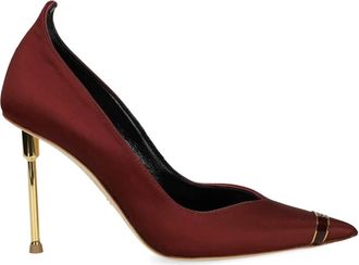 Elisabetta Franchi metallic-trimmed pointed-toe pumps - women - Leather/Polyester/Kid Leather - 40 - Red