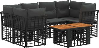 vidaXL Conjunto De Sof&aacute;s De Jard&iacute;n 7 Uds. Negro Y Gris Oscuro Vidaxl