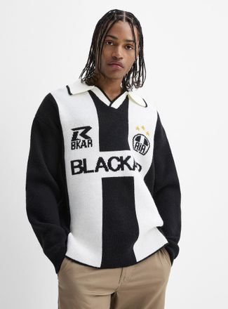 Djab Mens Jacquard knit soccer Polo Shirt Imported from Seoul