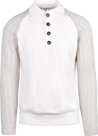 Eleventy Cashmere Knit Polo - White/Beige
