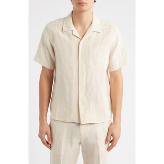 Percival Cuban Linen Camp Shirt in Cream at Nordstrom, Size Xx-Large