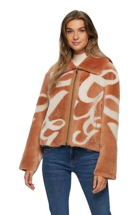 Gorski Reversible Genuine Shearling Intarsia Jacket in White/salmon at Nordstrom, Size X-Large