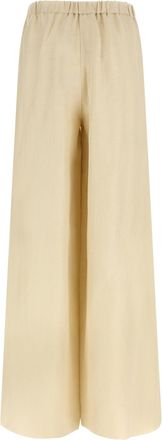 Max Mara Washed Linen-Silk Blend Trousers - Beige