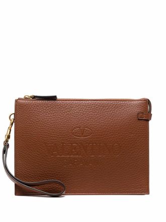 Valentino Garavani Clutch goffrata - Marrone