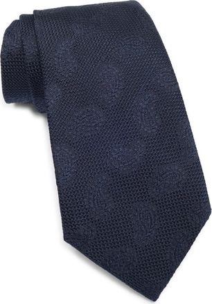 Ermenegildo Zegna Tonal Paisley Petal Silk Tie in Nvy Fan at Nordstrom