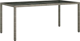 vidaXL Mesa Jard&iacute;n Vidrio Templado Rat&aacute;n Sint&eacute;tico Gris 190x90x75 Cm Vidaxl