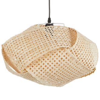 Beliani L&aacute;mpara Colgante Contempor&aacute;nea Pantalla Tejida De Bamb&uacute; Natural Claro Halil