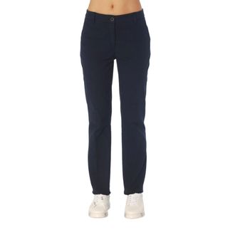 Via Masini 80 Slim-fit Trousers, female, Blue, Size: XL Pantalone armaturato a zampetta sfrangiato in piquet stretch