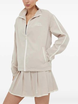 Guess Co logo stripe jacket - women - Fabric - S - Grey