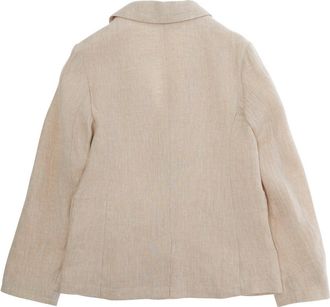 Emporio Armani Boys Single-Breasted Linen Jacket Beige Blazers