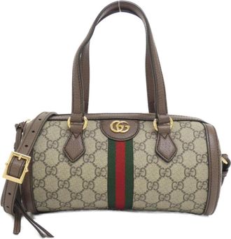 Gucci Beige Brown Gg Supreme Boston Bag (Pre-Owned)