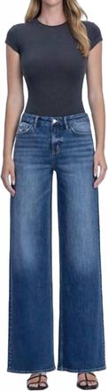 Flying Monkey Nicest High Rise Seamless Waistband Wide Leg Jeans In Dark Wash