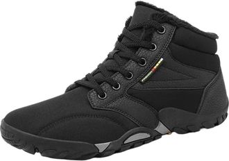 Generic Snow Boots Mens Leather Winter Boots Minimalist Sneakers Shoes(Black,44)