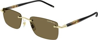 Montblanc Rechthoekige Zonnebril - Heren - Zonnebrillen - Geel - 54 MM - Accessoires