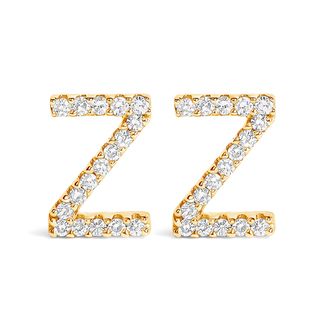 House of Brilliance 10K Gold 1/10 Cttw Diamond Initial A to Z Stud Earring