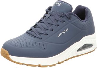 Skechers Mens Uno Stand on Air Sneaker, Navy Durabuck Trim, 7.5 UK