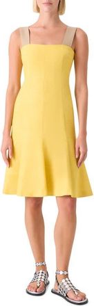 Akris Silk & Cotton Shantung Sundress in Lemon Zing at Nordstrom, Size 12